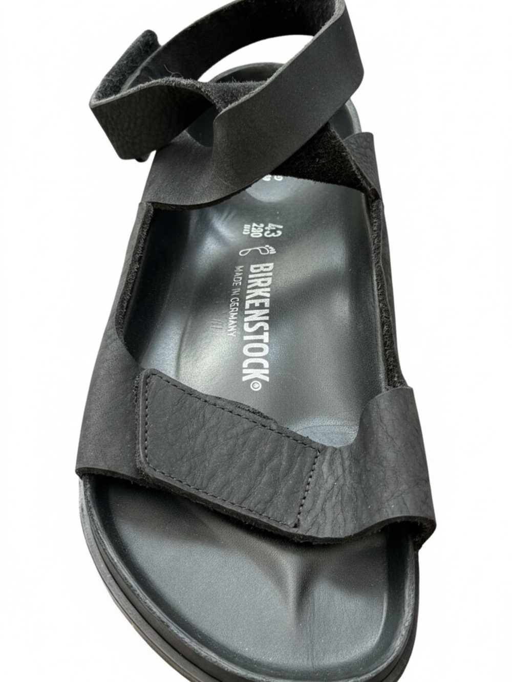 Birkenstock Black Leather Velcro Strap Sandal